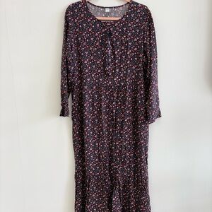 Old Navy Navy Floral Long Sleeve Dress